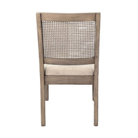 Dining Side Chair Set of 2, Cane Back, Cream Seat Cushion, Hazelnut Brown Wood - BM352391
