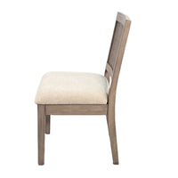 Dining Side Chair Set of 2, Cane Back, Cream Seat Cushion, Hazelnut Brown Wood - BM352391