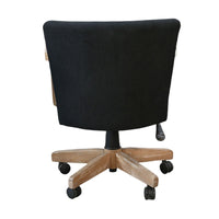 Giby Swivel Gaming or Office Chair, Black Corduroy Seat, Oak Brown Wood - BM352393