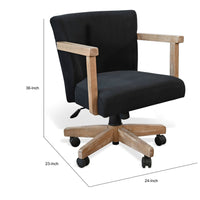 Giby Swivel Gaming or Office Chair, Black Corduroy Seat, Oak Brown Wood - BM352393