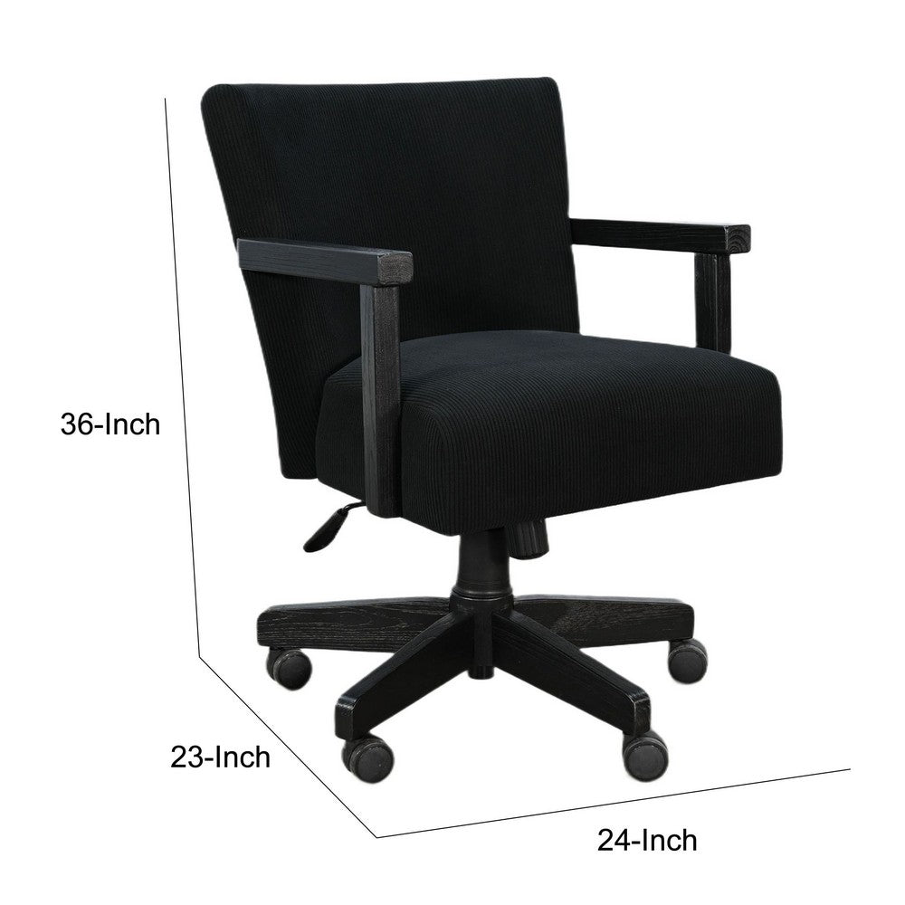 Giby Swivel Gaming or Office Chair, Corduroy-Style Seat, Black Wood - BM352394