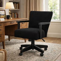 Giby Swivel Gaming or Office Chair, Corduroy-Style Seat, Black Wood - BM352394