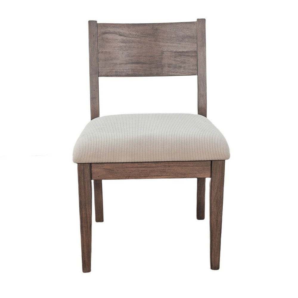Casa Dining Side Chair Set of 2, Open Back, Ivory Cushion, Buckskin Brown Wood - BM352395