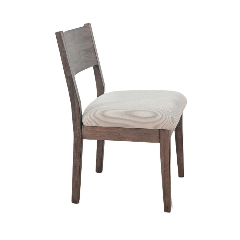 Casa Dining Side Chair Set of 2, Open Back, Ivory Cushion, Buckskin Brown Wood - BM352395