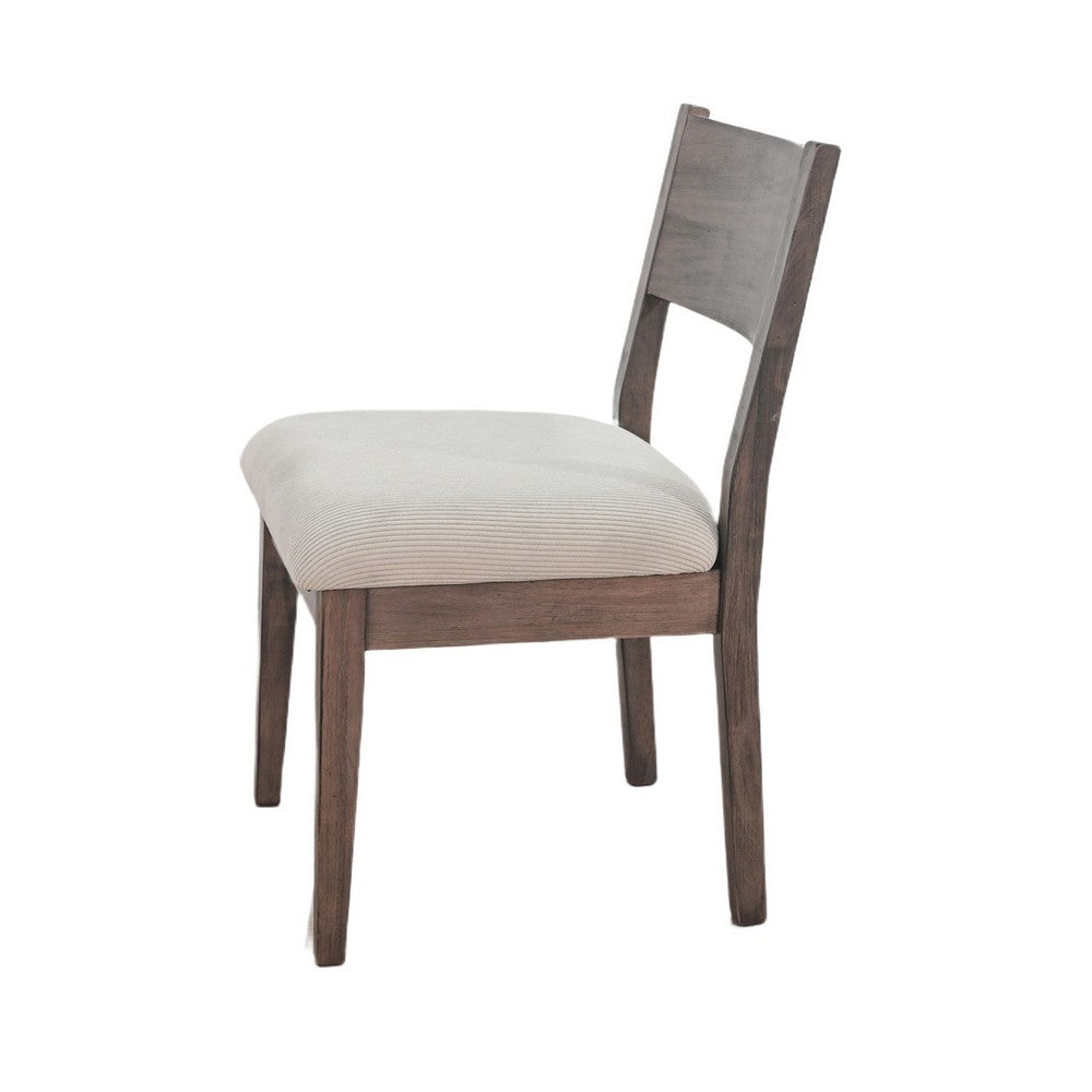 Casa Dining Side Chair Set of 2, Open Back, Ivory Cushion, Buckskin Brown Wood - BM352395