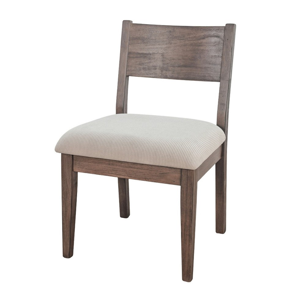 Casa Dining Side Chair Set of 2, Open Back, Ivory Cushion, Buckskin Brown Wood - BM352395