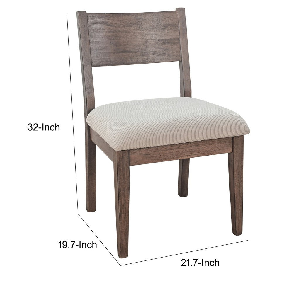 Casa Dining Side Chair Set of 2, Open Back, Ivory Cushion, Buckskin Brown Wood - BM352395