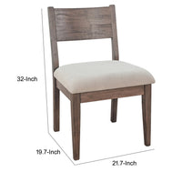 Casa Dining Side Chair Set of 2, Open Back, Ivory Cushion, Buckskin Brown Wood - BM352395