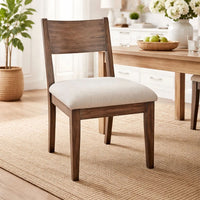 Casa Dining Side Chair Set of 2, Open Back, Ivory Cushion, Buckskin Brown Wood - BM352395