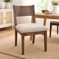 Casa Dining Side Chair Set of 2, Open Back, Ivory Cushion, Buckskin Brown Wood - BM352395