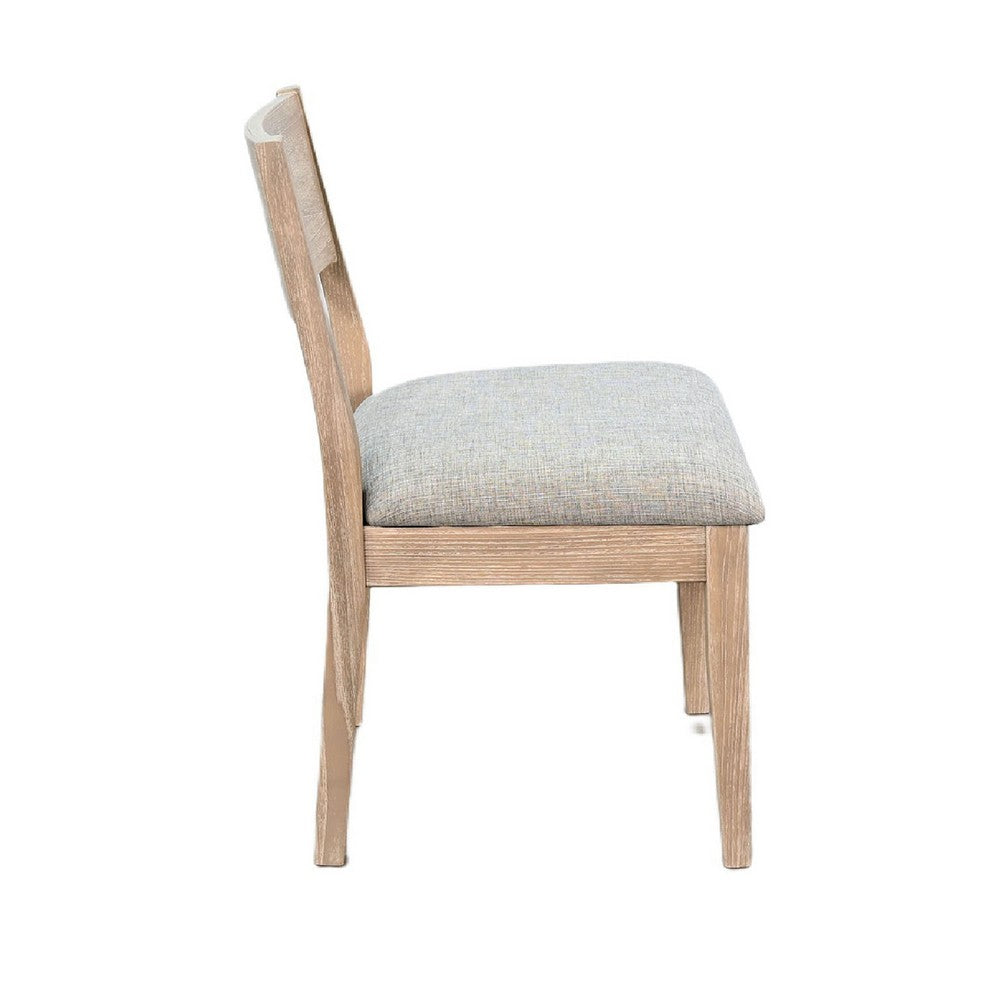 Casa Dining Side Chair Set of 2, Open Back, Gray Cushion, Wheat Brown Wood - BM352396