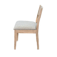 Casa Dining Side Chair Set of 2, Open Back, Gray Cushion, Wheat Brown Wood - BM352396