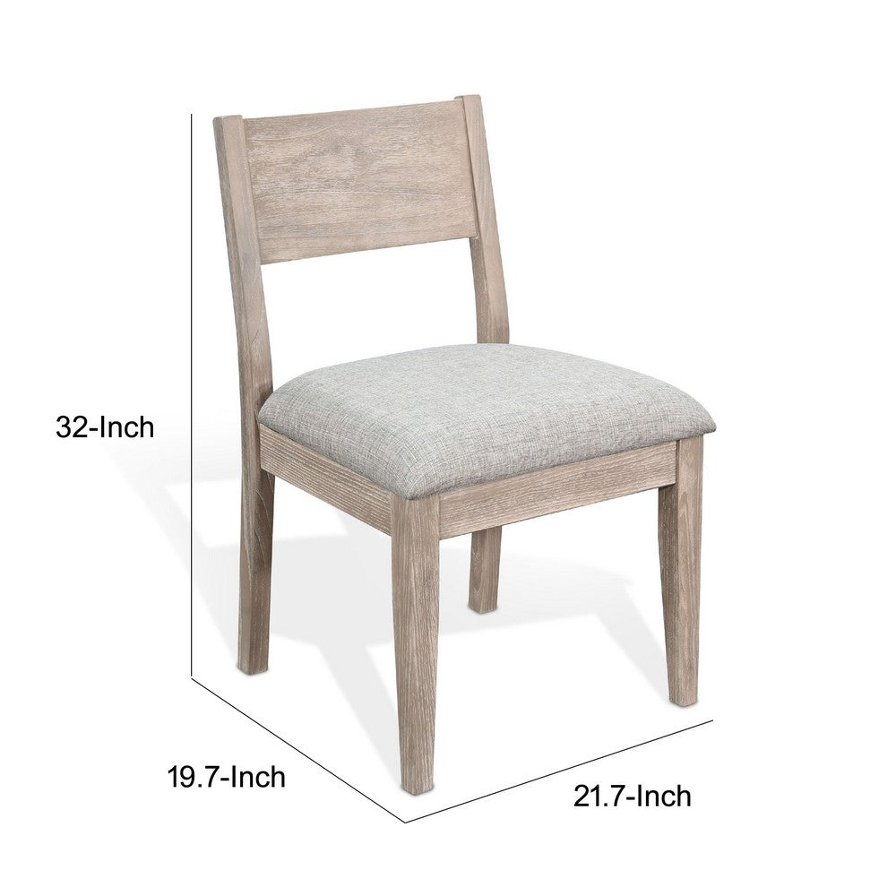 Casa Dining Side Chair Set of 2, Open Back, Gray Cushion, Wheat Brown Wood - BM352396
