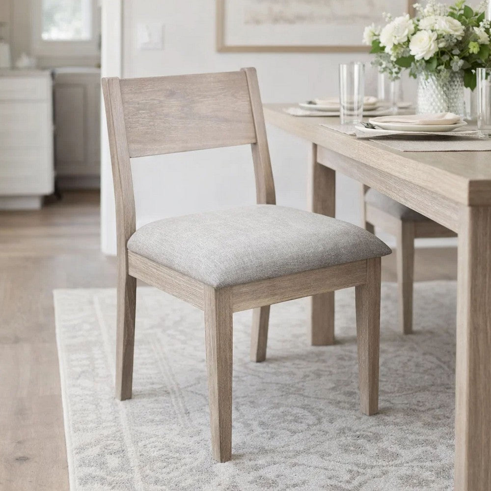 Casa Dining Side Chair Set of 2, Open Back, Gray Cushion, Wheat Brown Wood - BM352396