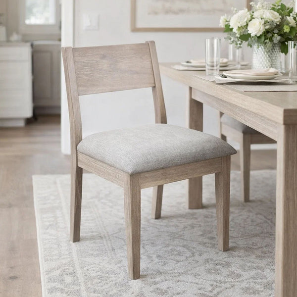 Casa Dining Side Chair Set of 2, Open Back, Gray Cushion, Wheat Brown Wood - BM352396