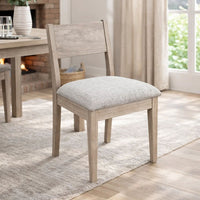 Casa Dining Side Chair Set of 2, Open Back, Gray Cushion, Wheat Brown Wood - BM352396