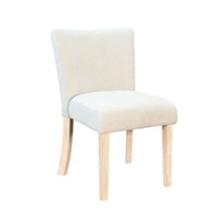 Dining Side Chair Set of 2, Curved Back, Ivory Cushions, Oak Brown Wood - BM352398