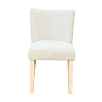 Dining Side Chair Set of 2, Curved Back, Ivory Cushions, Oak Brown Wood - BM352398