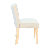 Dining Side Chair Set of 2, Curved Back, Ivory Cushions, Oak Brown Wood - BM352398