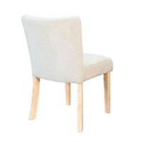 Dining Side Chair Set of 2, Curved Back, Ivory Cushions, Oak Brown Wood - BM352398