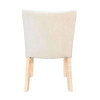 Dining Side Chair Set of 2, Curved Back, Ivory Cushions, Oak Brown Wood - BM352398