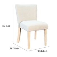 Dining Side Chair Set of 2, Curved Back, Ivory Cushions, Oak Brown Wood - BM352398