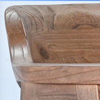 Reno Counter Stool Chair Set of 2, Curved Back, Gray Cushion, Brown Wood - BM352399