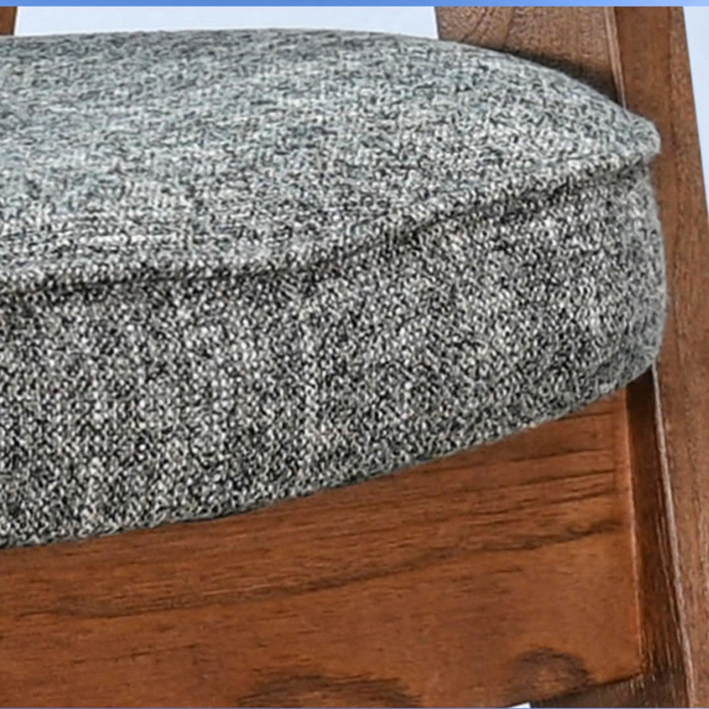 Reno Counter Stool Chair Set of 2, Curved Back, Gray Cushion, Brown Wood - BM352399