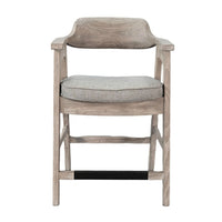 Reno Counter Stool Chair Set of 2, Curved Back, Gray Seat, Natural Brown Wood - BM352401