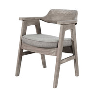Reno Counter Stool Chair Set of 2, Curved Back, Gray Seat, Natural Brown Wood - BM352401