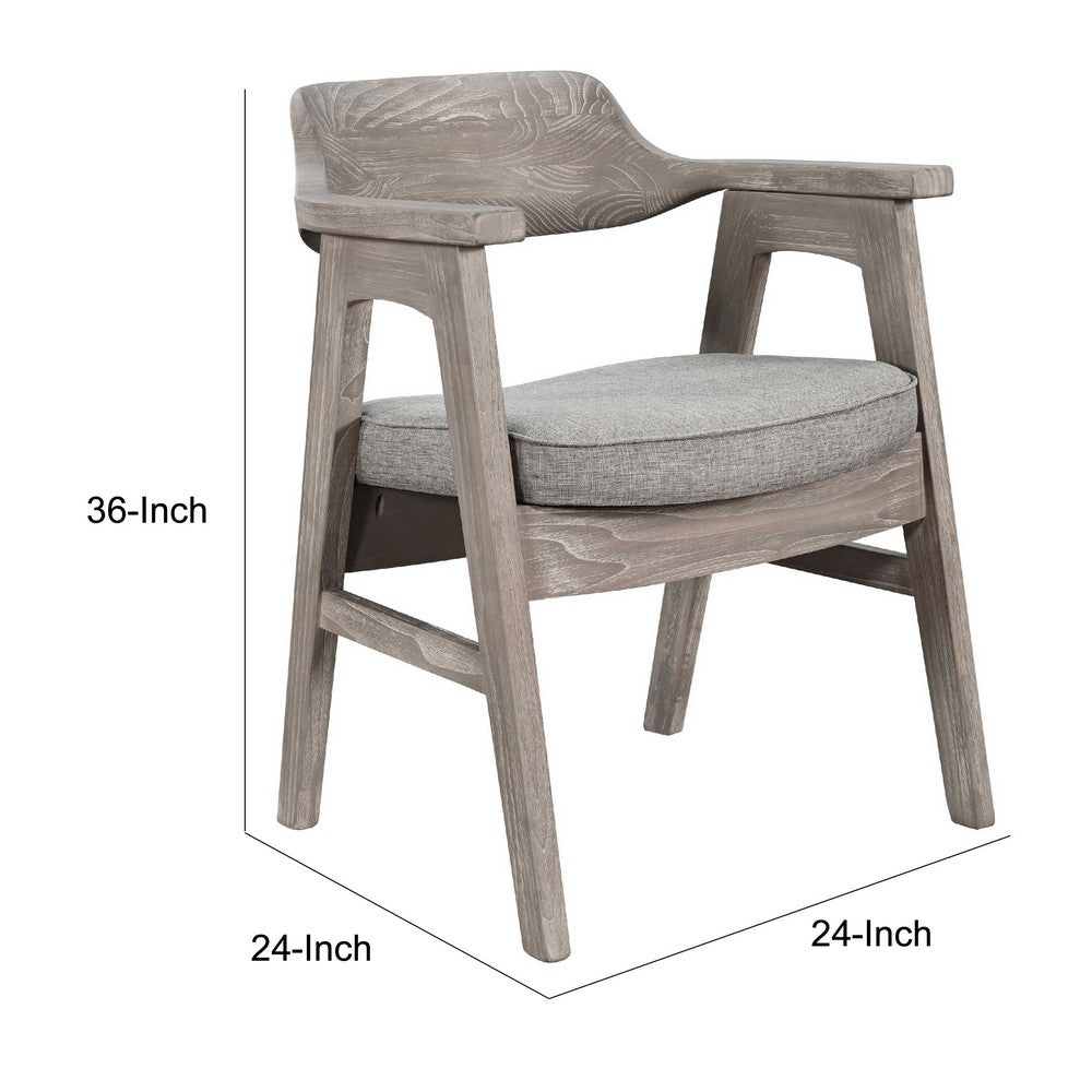 Reno Counter Stool Chair Set of 2, Curved Back, Gray Seat, Natural Brown Wood - BM352401