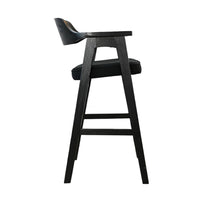 Reno Barstool Chair Set of 2, Curved Back w Seat Cushion, Umbra Black Wood - BM352403