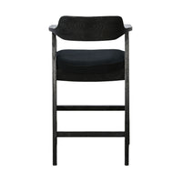 Reno Barstool Chair Set of 2, Curved Back w Seat Cushion, Umbra Black Wood - BM352403