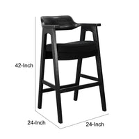 Reno Barstool Chair Set of 2, Curved Back w Seat Cushion, Umbra Black Wood - BM352403