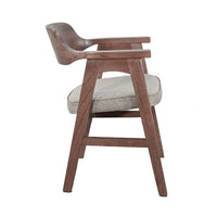 Reno Dining Armchair Set of 2, Curved Back, Gray Cushion, Medium Brown Wood - BM352404
