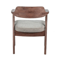 Reno Dining Armchair Set of 2, Curved Back, Gray Cushion, Medium Brown Wood - BM352404