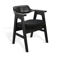 Reno Dining Armchair Set of 2, Curved Back w Seat Cushion, Umbra Black Wood - BM352405