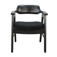 Reno Dining Armchair Set of 2, Curved Back w Seat Cushion, Umbra Black Wood - BM352405