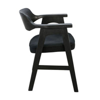 Reno Dining Armchair Set of 2, Curved Back w Seat Cushion, Umbra Black Wood - BM352405