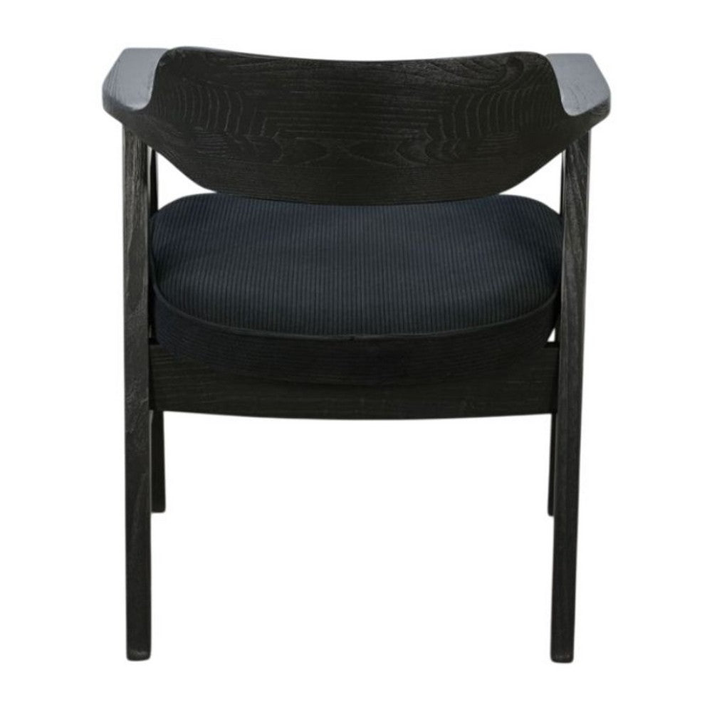 Reno Dining Armchair Set of 2, Curved Back w Seat Cushion, Umbra Black Wood - BM352405