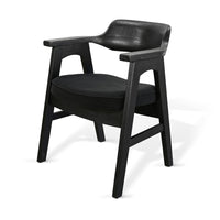 Reno Dining Armchair Set of 2, Curved Back w Seat Cushion, Umbra Black Wood - BM352405