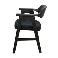 Reno Dining Armchair Set of 2, Curved Back w Seat Cushion, Umbra Black Wood - BM352405