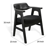 Reno Dining Armchair Set of 2, Curved Back w Seat Cushion, Umbra Black Wood - BM352405