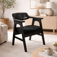 Reno Dining Armchair Set of 2, Curved Back w Seat Cushion, Umbra Black Wood - BM352405