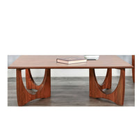Natra Coffee Table, 52 Inch Rectangular, Sculpted Base Cinnamon Brown - BM352409