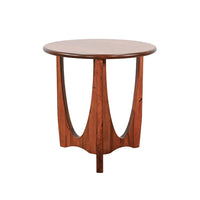 Natra Chair Side Table, 22 Inch Round, Sculpted Base Cinnamon Brown - BM352410