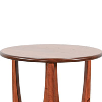 Natra Chair Side Table, 22 Inch Round, Sculpted Base Cinnamon Brown - BM352410
