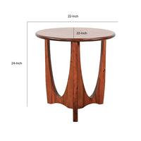 Natra Chair Side Table, 22 Inch Round, Sculpted Base Cinnamon Brown - BM352410