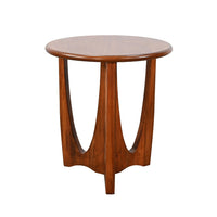 Natra Side End Table, 26 Inch Round, Sculpted Base Cinnamon Brown - BM352411