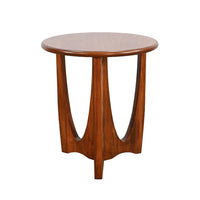 Natra Side End Table, 26 Inch Round, Sculpted Base Cinnamon Brown - BM352411
